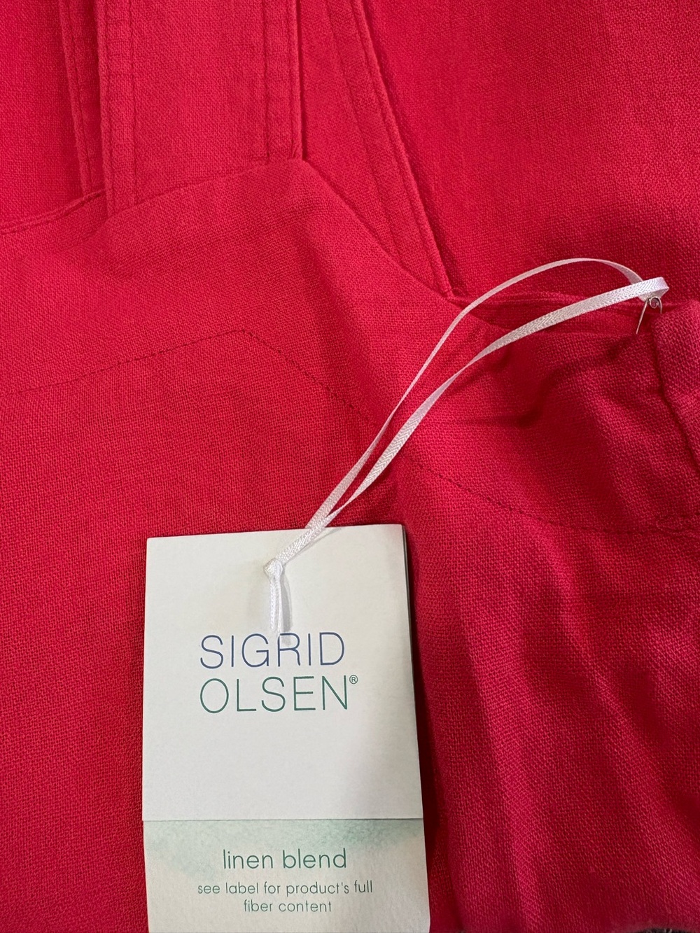Sigrid Olsen Linen Blend Sleeveless Maxi Dress | Small | Coral Red | Pockets - Picture 9 of 9